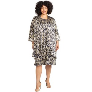 Catherines Women's Plus Size 2-Piece Foil Print Jacket Dress Set - 1 of 4