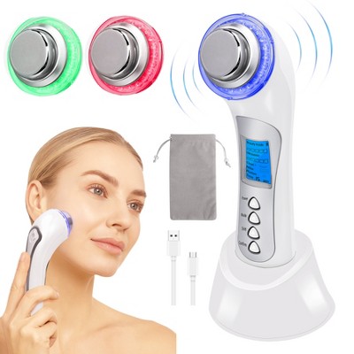 Ultrasonic Facial Massager with Red Light, Deep Pore Cleanser, Ion Skincare Booster & LED Therapy, Face Lifting Beauty Tool for Women, White