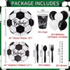 Hachikiko 192 Pcs Soccer Birthday Party Supplies, Soccer Themed Party Decorations Soccer Party Favors Packs Disposable Tableware for Kids - 2 of 4