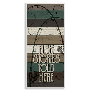 Stupell Industries Rustic Fishing Stories Phrase, 13" x 30" - 1 of 4