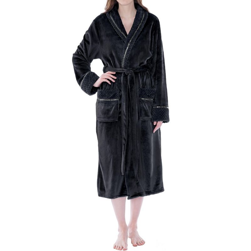 PAVILIA Soft Plush Women Fleece Robe, Cozy Warm Housecoat Bathrobe, Fuzzy Female Long Spa Robes, 1 of 9