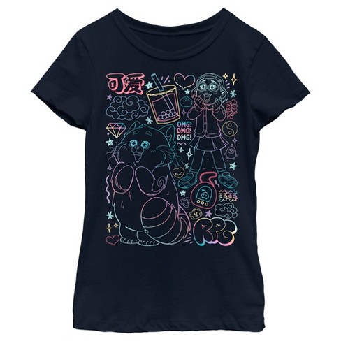 Girl's Turning Red Neon Doodles Mei Lee T-shirt : Target