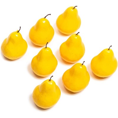 Juvale 8 Pack Decorative Artificial Fake Fruit Pears, Faux Fruit Décor (4.3 in)