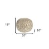 HomeRoots 20" Cream Cotton Tufted Round Geometric Pouf Ottoman - 3 of 4