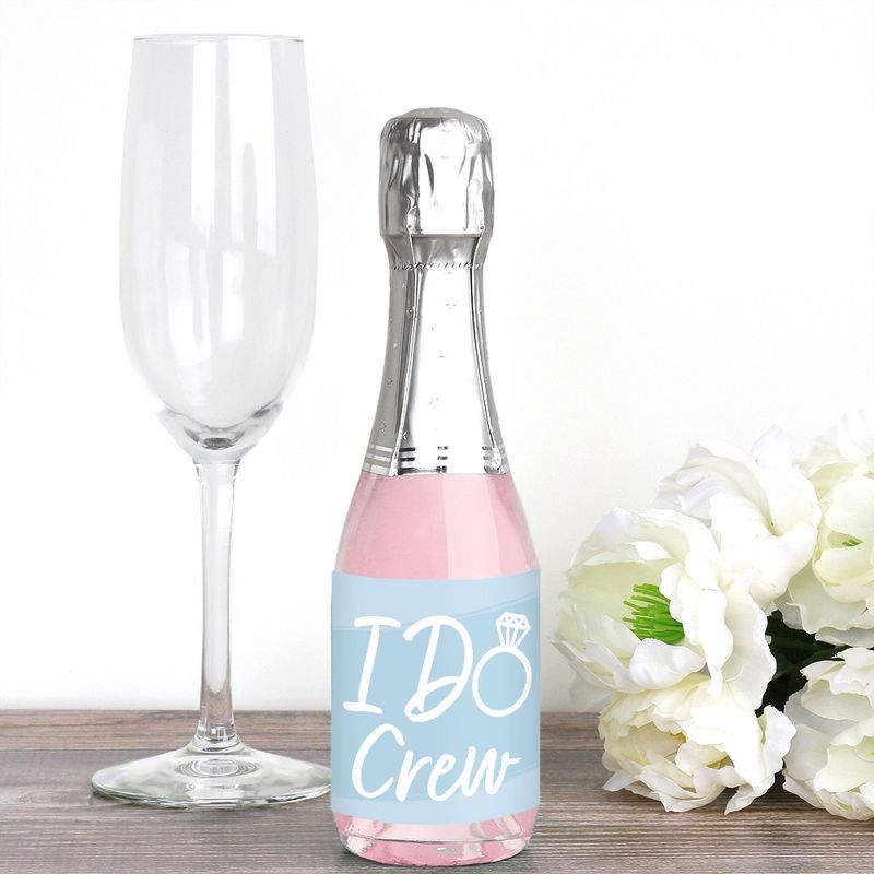 Big Dot of Happiness Dusty Blue Elegantly Simple - Mini Wine & Champagne Bottle Label Stickers - Wedding or Bridal Shower Guest Party Favor Gift 16 Ct, 2 of 8