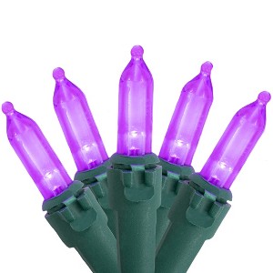 Northlight 50ct Purple LED Mini Christmas Lights, 16.25ft Green Wire - 1 of 4