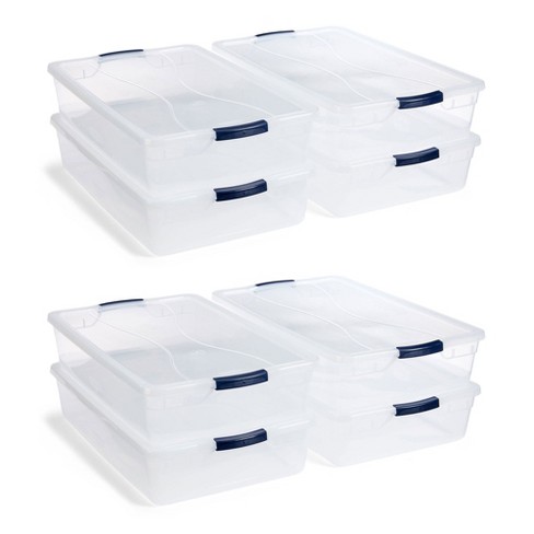 Richards Homewares Plastic Storage Containers with Lids for Organizing - 1 Large and 2 Medium Bins - Clear Box for Closet, Kitchen, Pantry, Garage