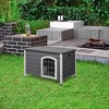 PawHut 31"L Wooden Decorative Dog Cage Kennel Wire Door with Lock Small Animal House with Openable Top Removable Bottom Gray - 3 of 4