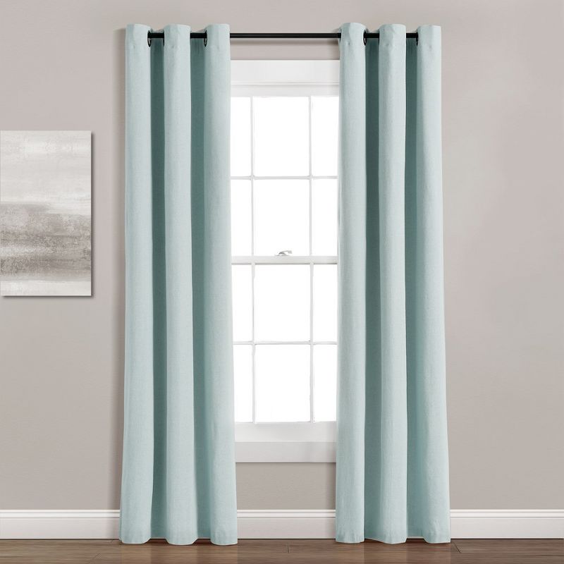 Home Boutique Insulated Grommet Blackout Linen Window Curtain Panel Blue Single 38X84, 1 of 2