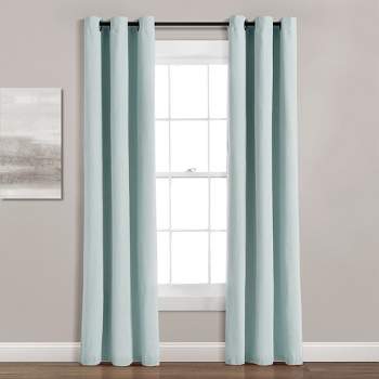 Home Boutique Insulated Grommet Blackout Linen Window Curtain Panel Blue Single 38X84