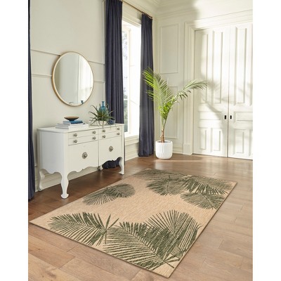 Palm Green Flat Woven Synthetic Indoor/Outdoor Rug