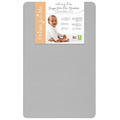 Dream On Me Snuggles Breathable Extra Firm Fiber Portable and Mini Crib Mattress in Grey