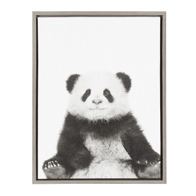 18" x 24" Sylvie Panda Framed Canvas by Simon Te Tai Gray - Kate and Laurel