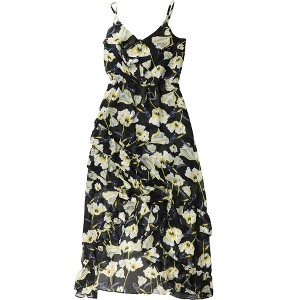 I.N.C International Concepts Womens Floral Ruffled High-Low Dress, Black, 8 - 1 of 1