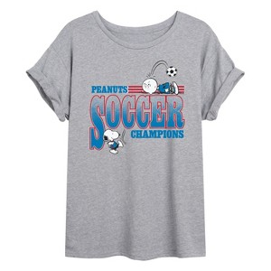 Women's - Peanuts - Soccer Champ Peanuts Oversized Graphic T-Shirt - 1 of 4