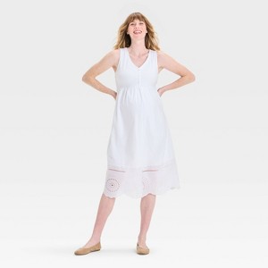 Eyelet Midi Maternity Dress - Isabel Maternity by Ingrid & Isabel™ White - 1 of 3
