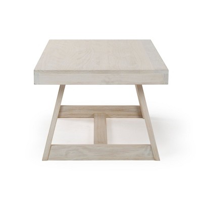 Classic White Sand Rectangular Pine Wood Coffee Table