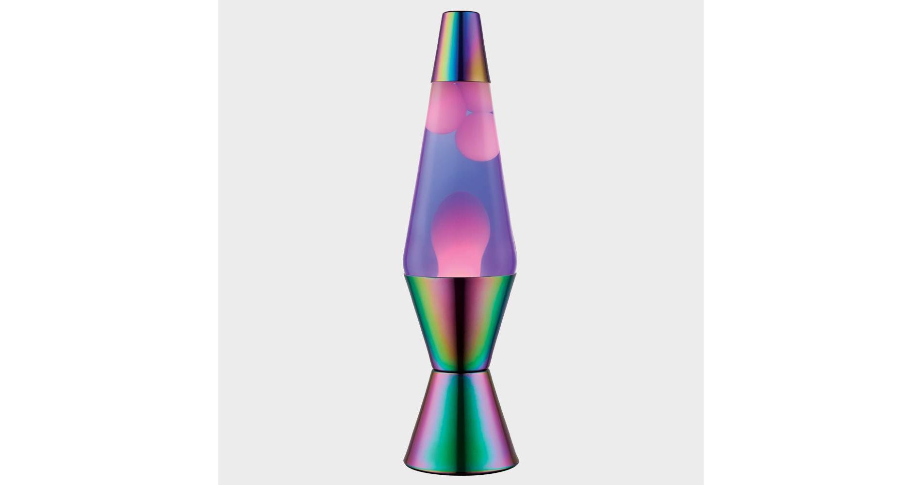 LAVA 14.5" Iridescent Chrome Novelty Table Lamp: Hand-Painted, Electric Wax Motion Light for Teens
