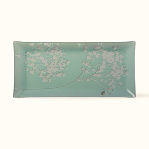 tagltd Wild Flower Pressed Glass Serving Platter - Decorative White Multi Plate for Everyday Use, 14.5" x 6" x 0.75" - 1 of 2