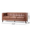 SKRAN Comfy 3-seat Sofa with Tufted Back , Modern for Living Room  for Apartment,Light Brown PU - 3 of 4