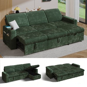 Vipbear 101 inch Sectional Sleeper Sofa Bed with Pull Out Bed,L- Shaped Couch Sleeper Sofa with Reclining Backrest/Storage Chaise,Tool Free Assembly - 1 of 4