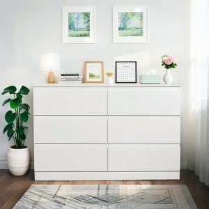 HDZNVF 6 Drawer White Dresser, Modern Dresser for Bedroom with Spacious Countertop - 1 of 4