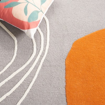 Gray and Rust Hand-Tufted Wool Area Rug, 2' x 3'