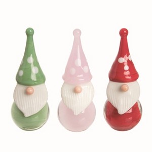 Transpac Glass Bright Gnome Figurine Set of 3 Christmas Home Decorations - 1 of 1