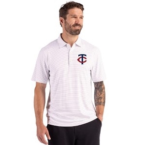 Minnesota Twins Cutter & Buck Forge Epic Confidence Fine Line Stripe Stretch Recycled Mens Polo - 1 of 1