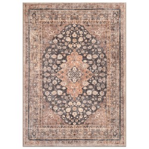 World Rug Gallery Marin Red Medallion Traditional Indoor Rug – Flatweave, Washable Surface with Non-Slip Backing - 1 of 4