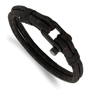 Chisel Stainless Steel Polished Black IP-plated Black Woven Nylon and Cotton 8.5" Bracelet - 1 of 4