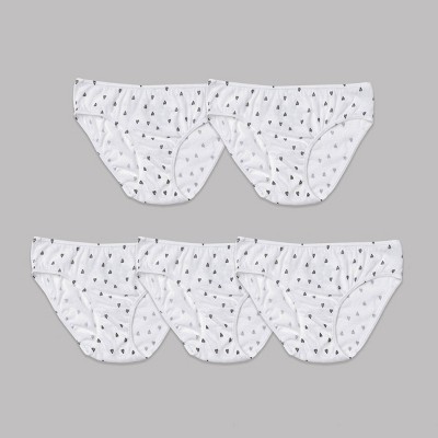 Nubies Essentials Girls' 5pk Heart Print Underwear - White 8 : Target