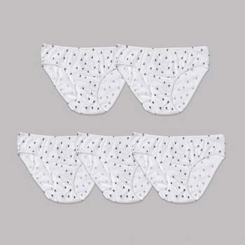 Nubies Essentials Girls' 5pk Heart Print Underwear - White