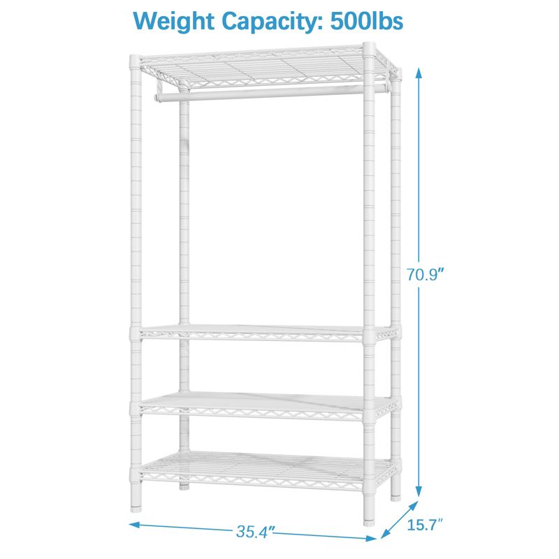 VIPEK V1S Wire Garment Rack 4 Tiers Heavy Duty Clothes Rack Freestanding Closet, Max Load 500LBS, 3 of 15