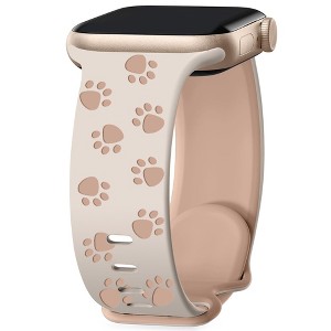 HTUTWOO Engraved Cat Paw Apple Watch Band, Sport Silicone Strap 38/40/41/42/44/45/49mm for iWatch Series 10 9 8 7 6 5 4 3 2 SE Ultra - 1 of 4