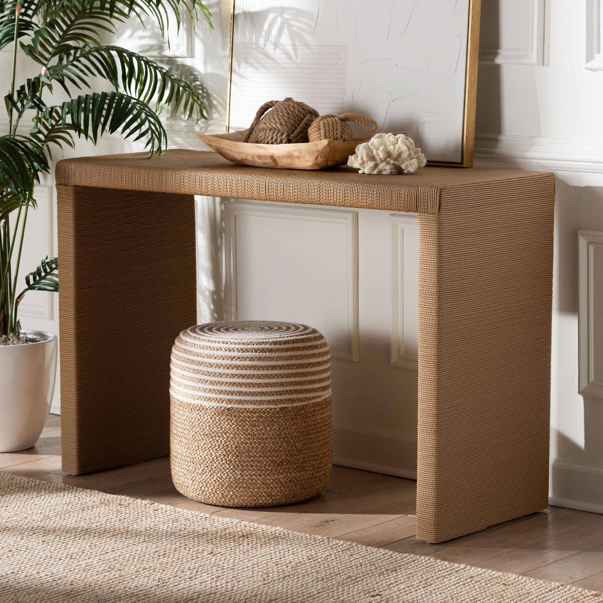 bali & pari 47.6" Salve Woven Seagrass Console Table Brown - thumbnail 6