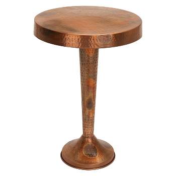 Metal Round Accent Table Tapered Pole Frame Copper - Olivia & May