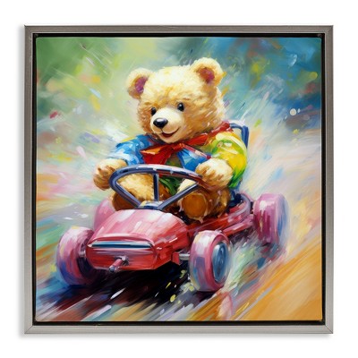 Stupell Industries Teddy Bear on Go Kart, 25" x 25"