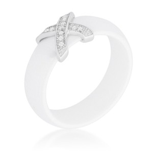 Slickblue Modern Classic X Ring for Women, .925 Sterling Silver, 0.16ct Round Cubic Zirconia, Sizes 5-10 - 1 of 4