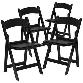 Emma and Oliver Set of 4 800 lb Weight Capacity Indoor/Outdoor Resin Folding Chairs