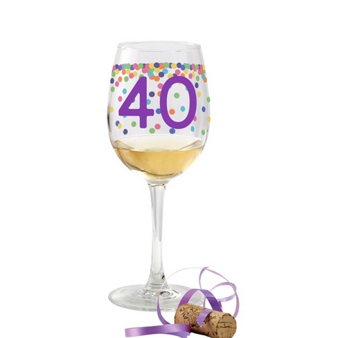 Personalization Mall Confetti Cheers Personalized Birthday Age White Wine Glass, 12oz - image 1 of 1