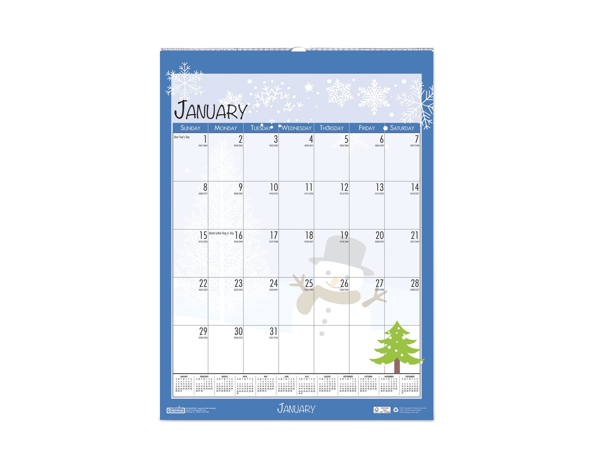 Recycled Seasonal Wall Calendar, Illustrated Seasons Artwork, 12 x 16.5, 12-Month (Jan to Dec): 2026
