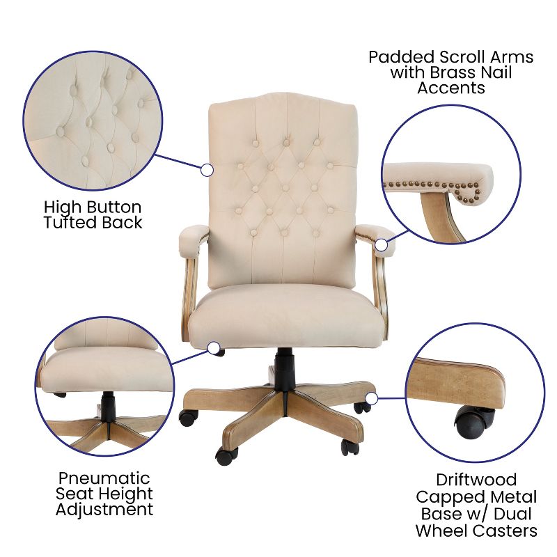 Flash Furniture Martha Washington Executive Swivel Office Chair with Arms, 4 of 12