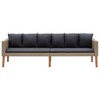 vidaXL 3-Seater Patio Sofa with Cushions Poly Rattan Beige - 2 of 4
