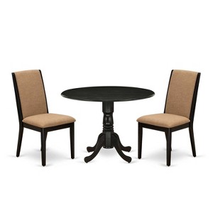 3-Piece Wirebrushed Black Solid Wood Top - Round Dining Room Set - Seats 4 - 1 of 4