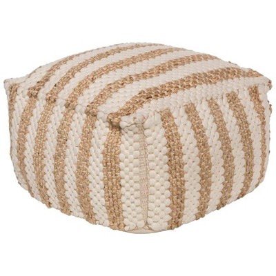Mark & Day Heldenberg 12"H x 20"W x 20"D Natural Fiber White Pouf