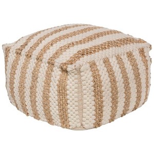 Mark & Day Heldenberg 12"H x 20"W x 20"D Natural Fiber White Pouf - 1 of 3