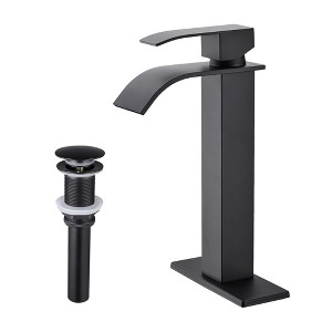 Gulches Waterfall Spout Bathroom Sink Faucet - Single Handle, Stainless Steel, Pop-Up Drain, No Overflow - 1 of 4