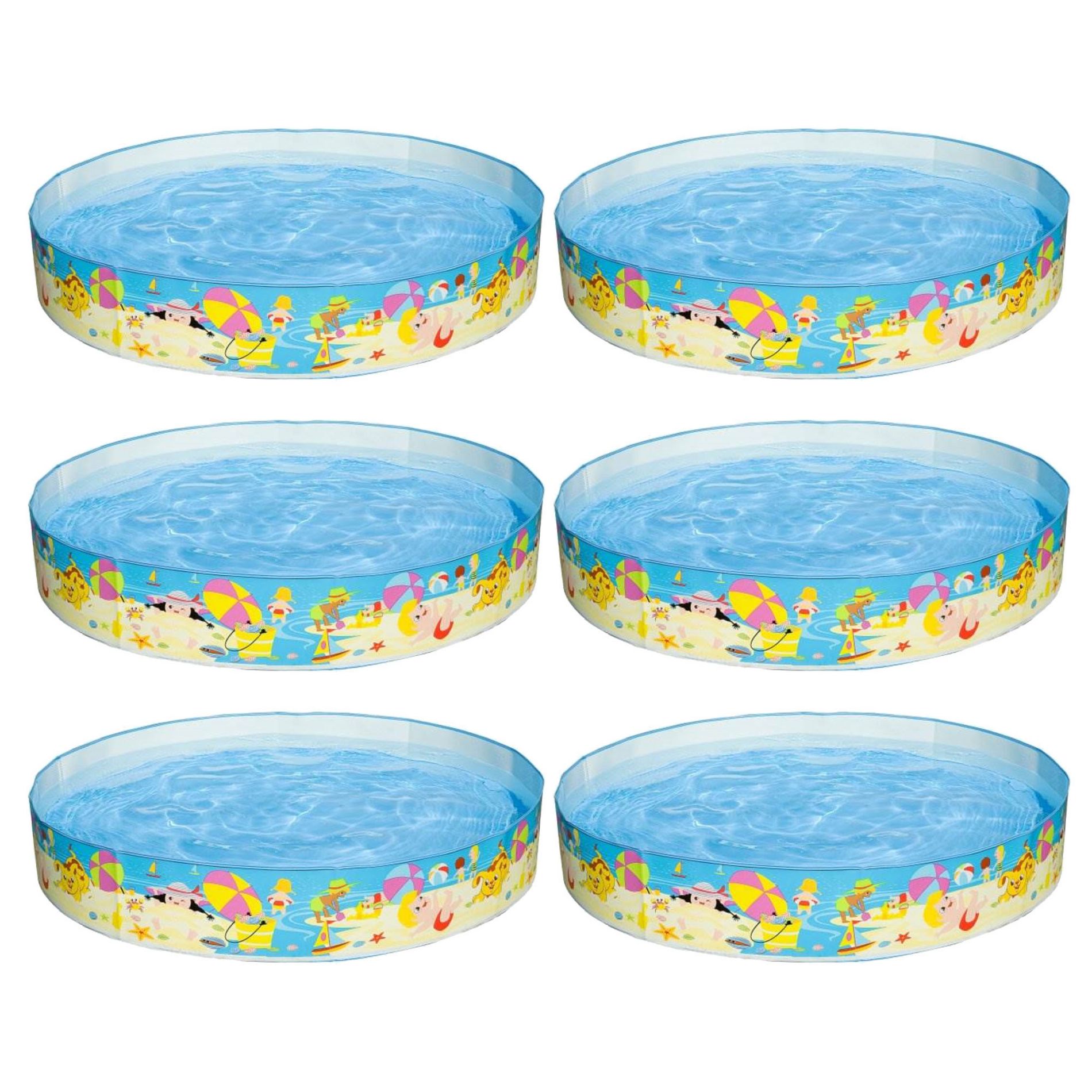 Intex Beach Days Snapset Instant Round Kids Childrens Swimming Pool Allows for 9.5' of Water, Holds 119 Gallon Capacity/450 Liters (6 Pack)