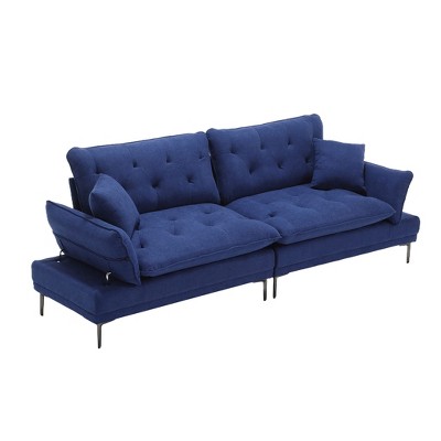 NicBex 102.36 Inch Loveseat Sofa with Tufted Button Back Modern Comfy 2 Seater Couch with Metal Legs for Living Room,Blue